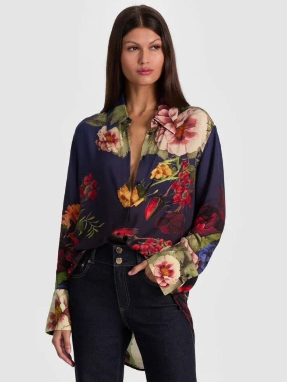 Alice + Olivia Finely Magic Garden Gradient Oversized Blouse Small